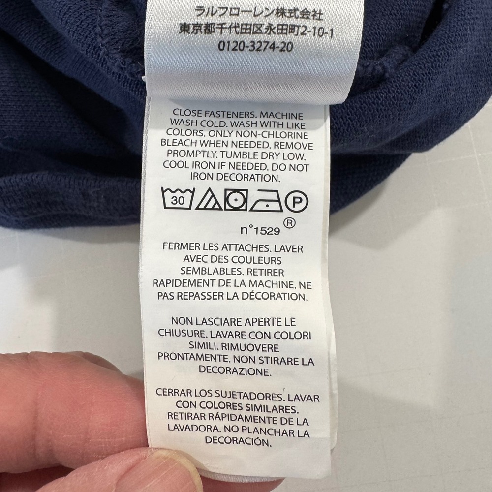 Ralph Lauren Polo Bodysuit Kids 9M Navy Blue Short Sleeve Cotton Pique Logo - Picture 6 of 6
